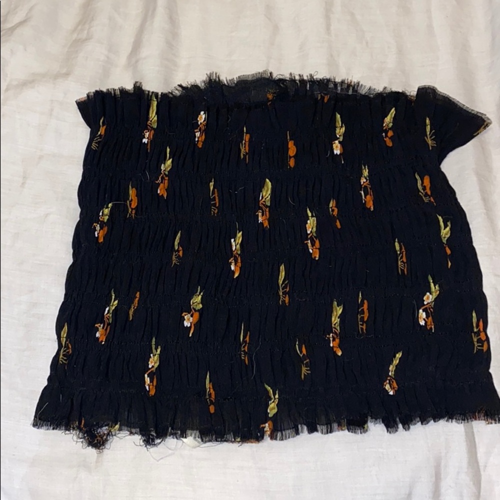 Black Floral Tube Top